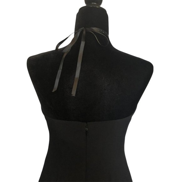 Karl Lagerfeld Black Halter Mini Dress, Black Slit - Picture 6 of 16